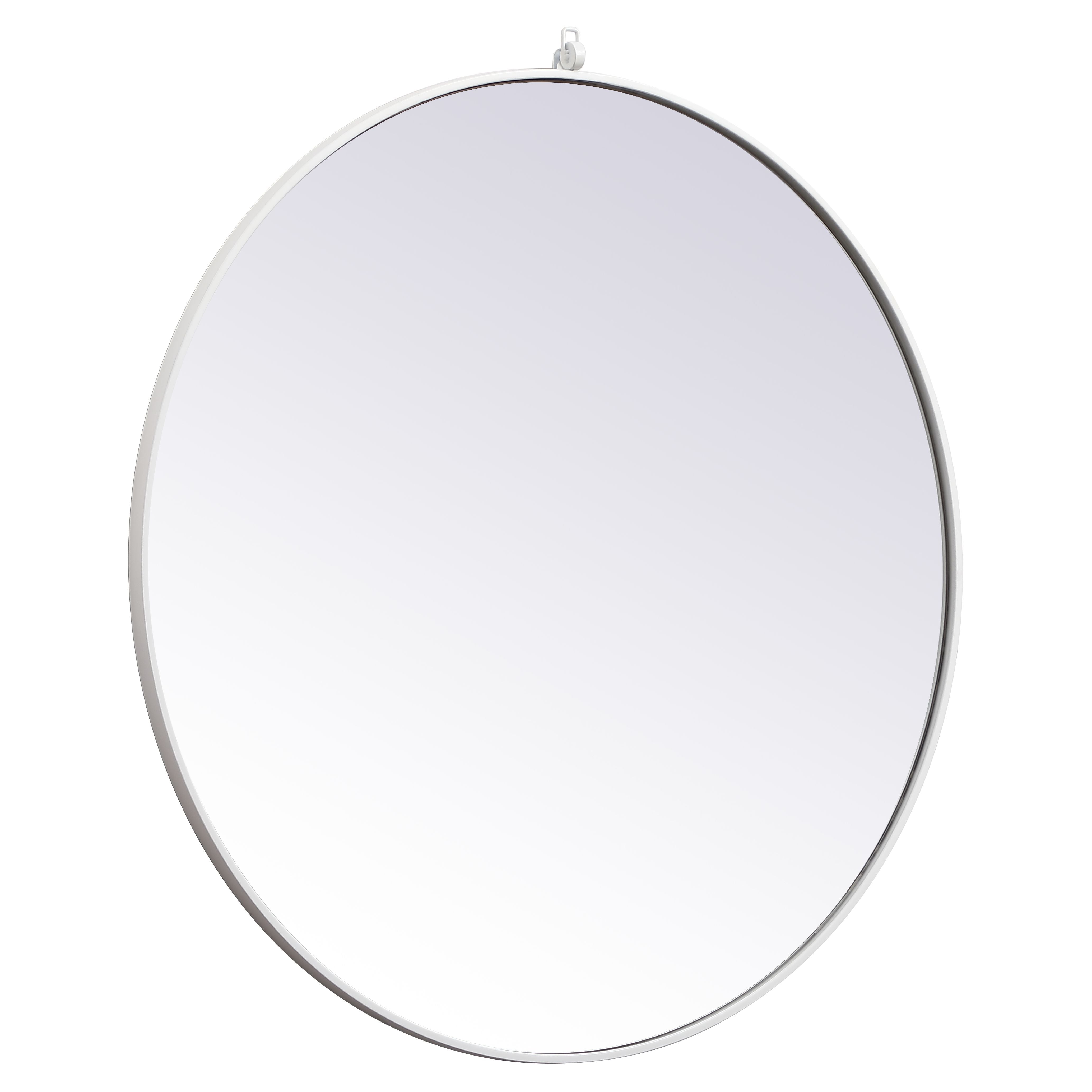 Elegant Decor, MR4739WH Rowan 39" x 39" Metal Framed Round Mirror with Decorative Hook in White