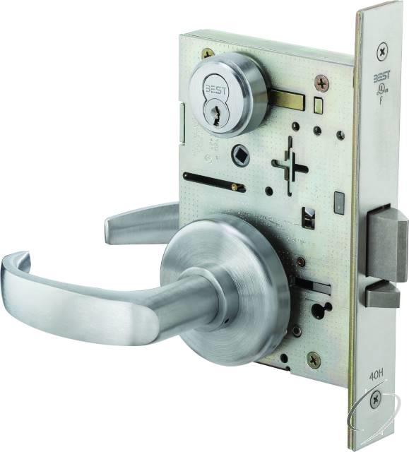 Best, Mortise Lock 7 Pin Storeroom 14 Lever with H Rose Right Hand Satin Chrome Finish